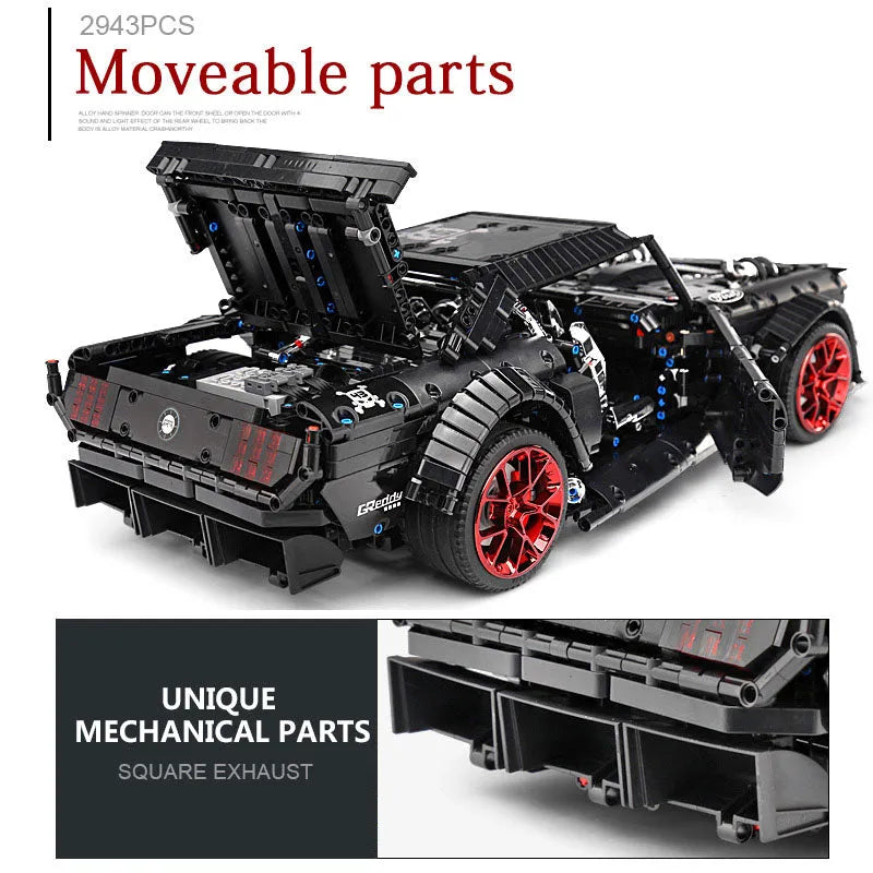 Building Blocks MOC Tech 13108 Classic Sports Car Mustang RTR V2 Bricks Toys Construction Set Toys - 4
