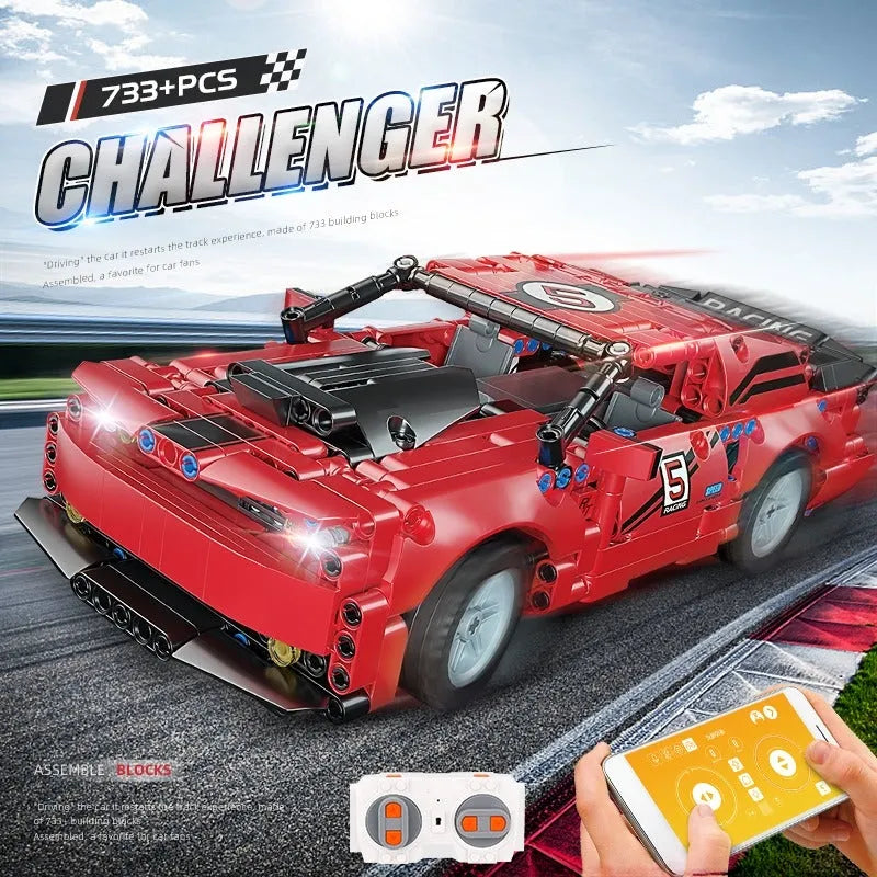 Building Blocks MOC Tech RC APP Challenger Racing Car Bricks Toys 15017 - 2