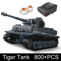 Thumbnail for Building Blocks MOC WW2 Motorized RC Heavy Tiger Battle Tank Bricks Toy - 1