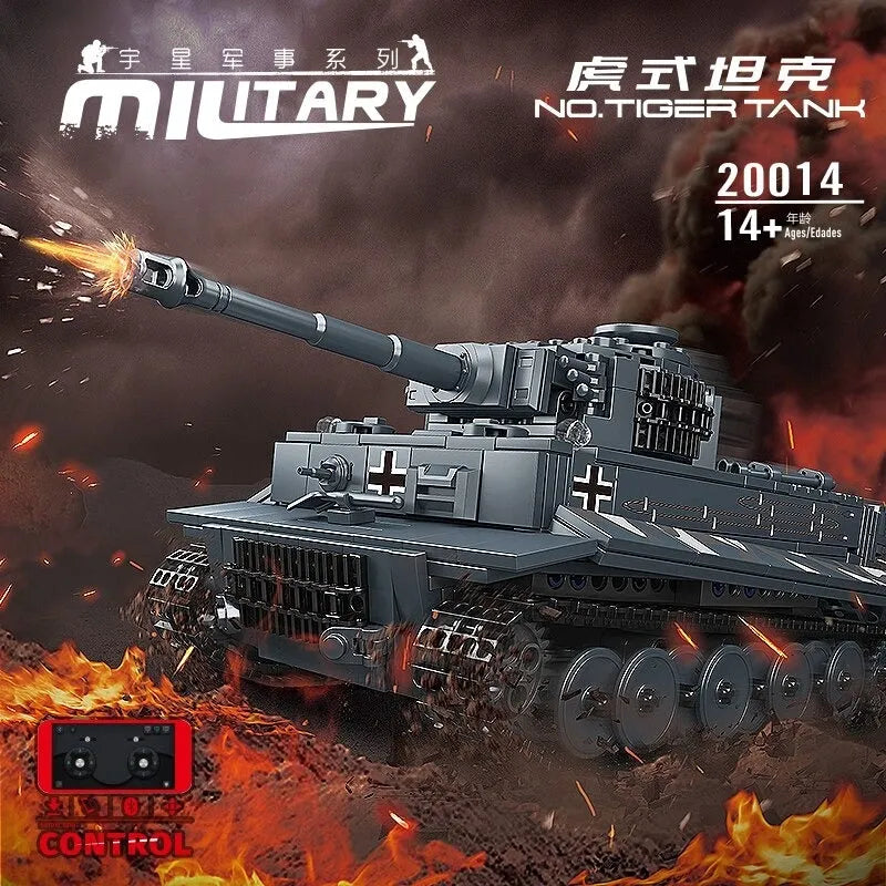Building Blocks MOC WW2 Motorized RC Heavy Tiger Battle Tank Bricks Toy - 2
