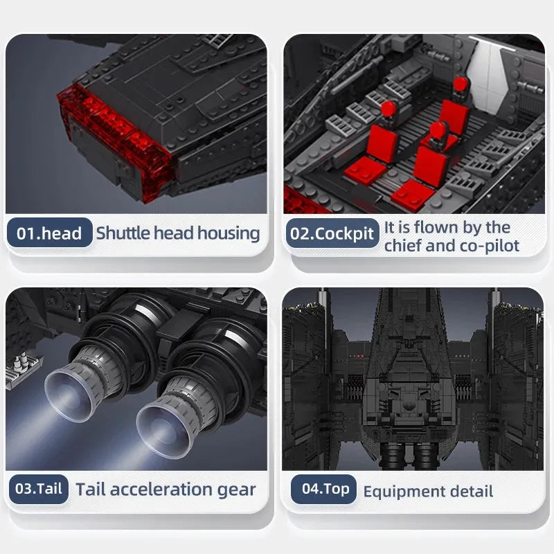 Building Blocks Star Wars MOC UCS Command Upsilon Shuttle Space Ship Bricks Construction Set Toys - 7