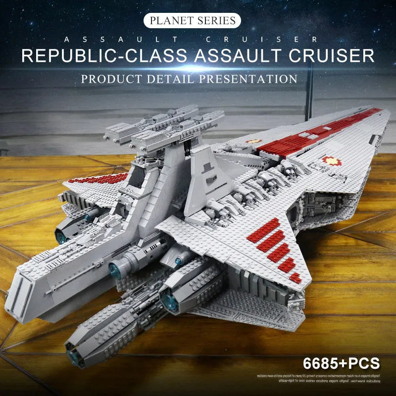 Building Blocks Star Wars MOC Venator Class Republic Attack Cruiser Bricks Toy - 5