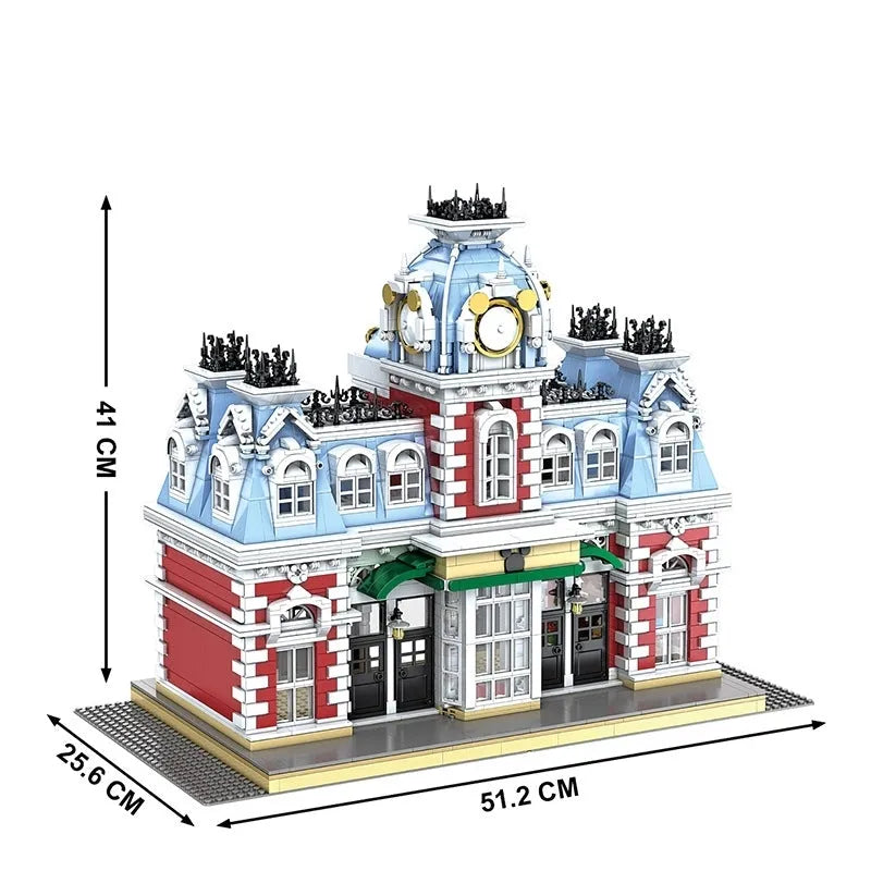 Building Blocks Street Expert MOC Dreamland City Train Station Bricks Toy - 1