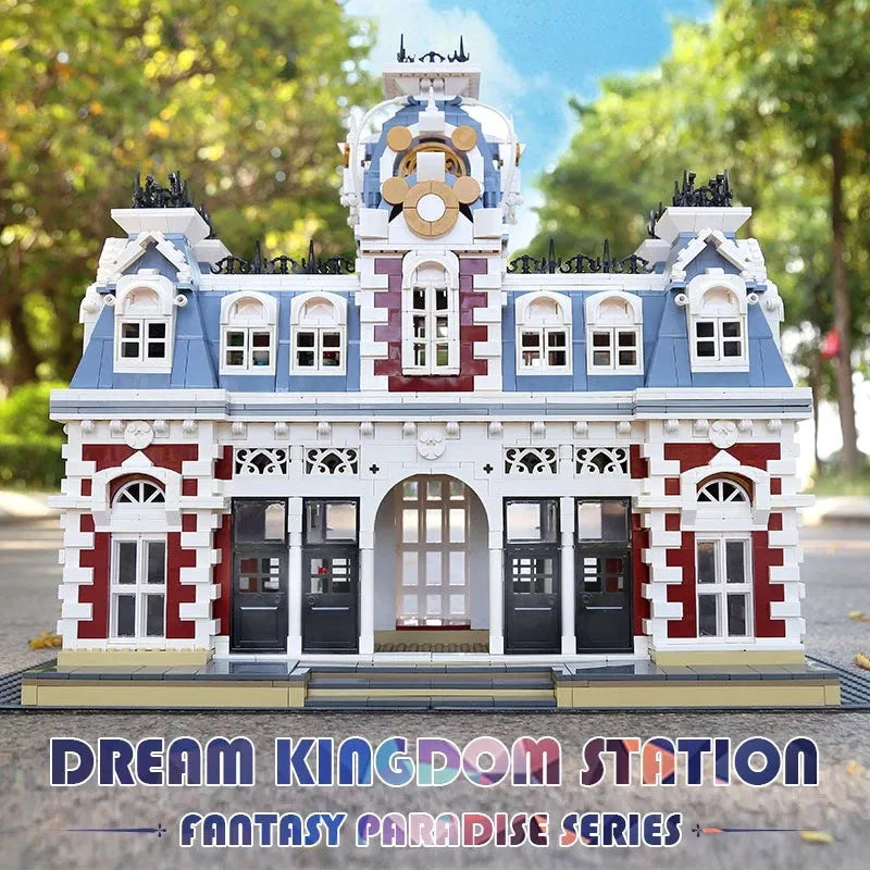 Building Blocks Street Expert MOC Dreamland City Train Station Bricks Toy - 9