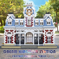 Thumbnail for Building Blocks Street Expert MOC Dreamland City Train Station Bricks Toy - 9