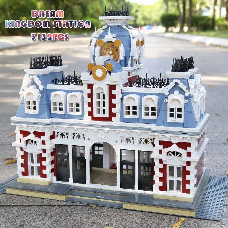 Building Blocks Street Expert MOC Dreamland City Train Station Bricks Toy - 7