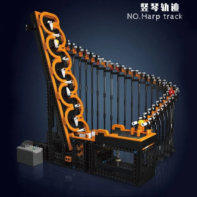 Building Blocks Tech Marble Run Harp Track Ball Contraption Bricks Toy - 4