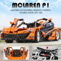 Thumbnail for Building Blocks Tech MOC 13090 McLaren P1 Hypercar Racing Car Bricks Toys Construction Set Toys - 3