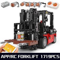 Thumbnail for Building Blocks Tech MOC 13106 RC APP City Forklift Loader Truck Bricks Toy - 2