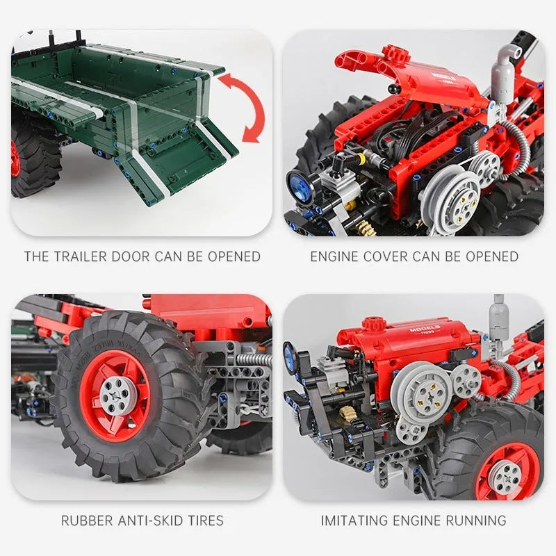 Building Blocks Tech MOC 17005 APP Motorized RC Farm Tractor Bricks Toy - 8