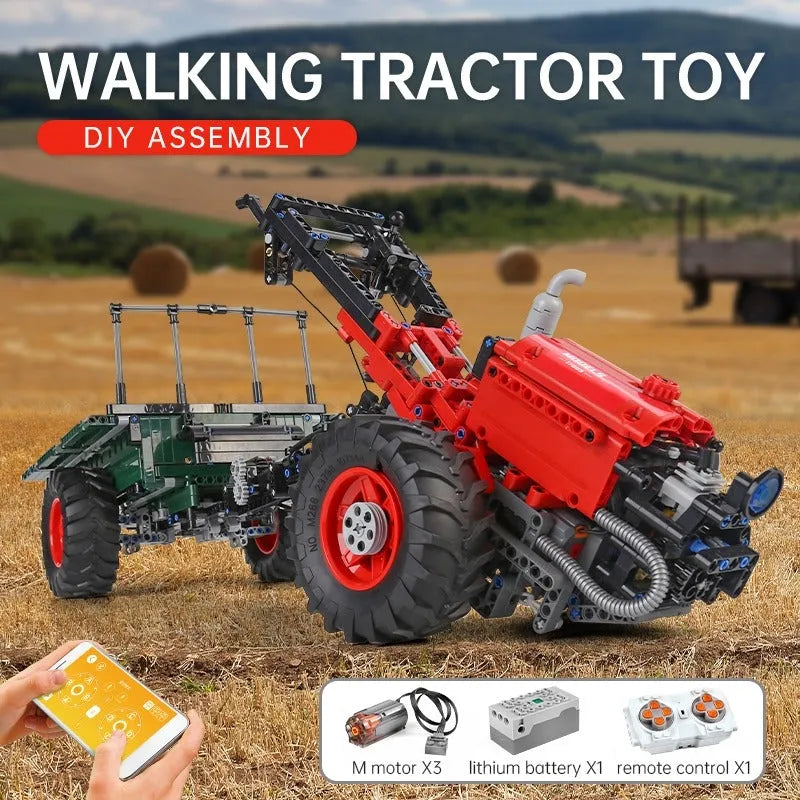 Building Blocks Tech MOC 17005 APP Motorized RC Farm Tractor Bricks Toy - 6