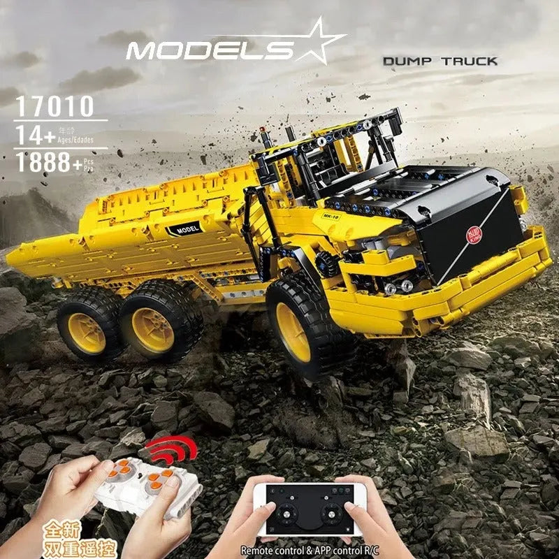 Building Blocks Tech MOC 17010 Motorized RC Custom Dump Truck Bricks Toys Construction Set Toys - 7