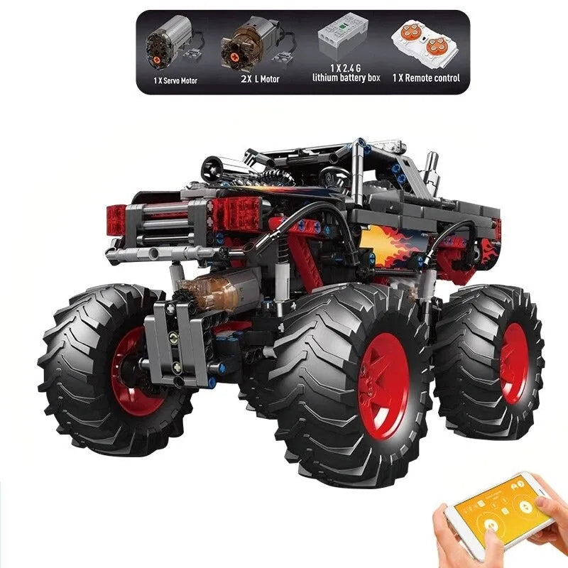 Building Blocks Tech MOC 18008 RC Flame Monster Climbing Truck Bricks Toy - 1