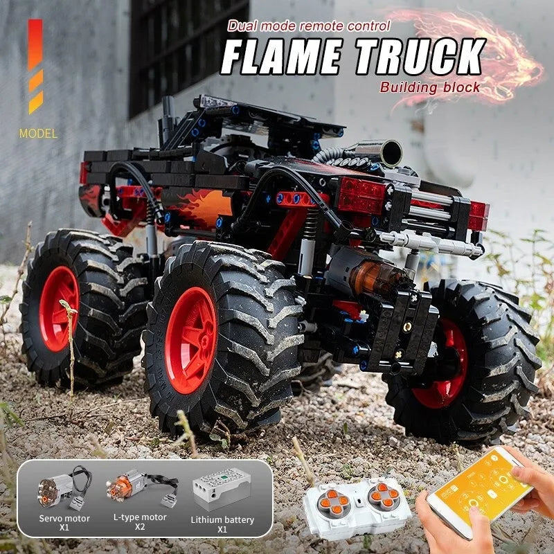 Building Blocks Tech MOC 18008 RC Flame Monster Climbing Truck Bricks Toy Construction Set Toys - 8