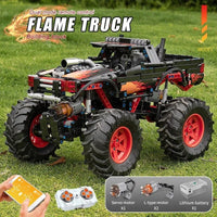 Thumbnail for Building Blocks Tech MOC 18008 RC Flame Monster Climbing Truck Bricks Toy - 6
