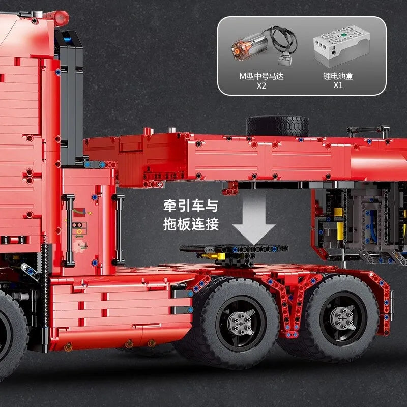 Building Blocks Tech MOC 19005T APP RC Low Deck Trailer Truck Bricks Toys - 5
