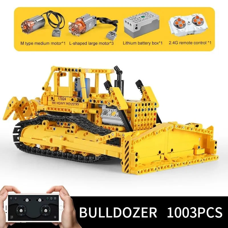 Building Blocks Tech MOC APP Bulldozer RC Caterpillar D8K Bricks Toy 17024 Construction Set Toys - 1