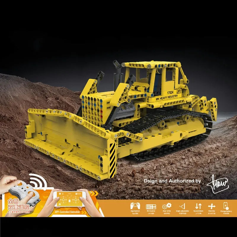 Building Blocks Tech MOC APP Bulldozer RC Caterpillar D8K Bricks Toy 17024 Construction Set Toys - 3