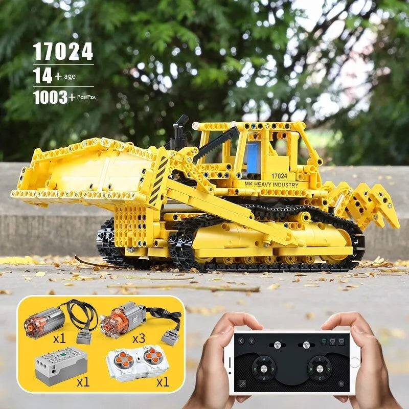 Building Blocks Tech MOC APP Bulldozer RC Caterpillar D8K Bricks Toy 17024 - 9