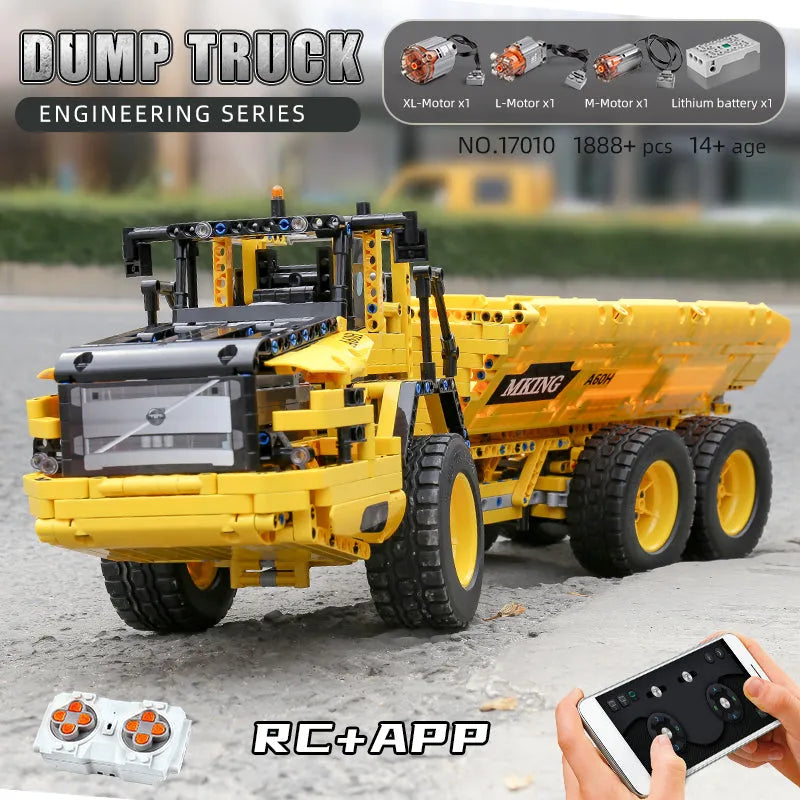 Building Blocks Tech MOC APP Motorized RC Custom Dump Truck Bricks Toy 17010 - 2