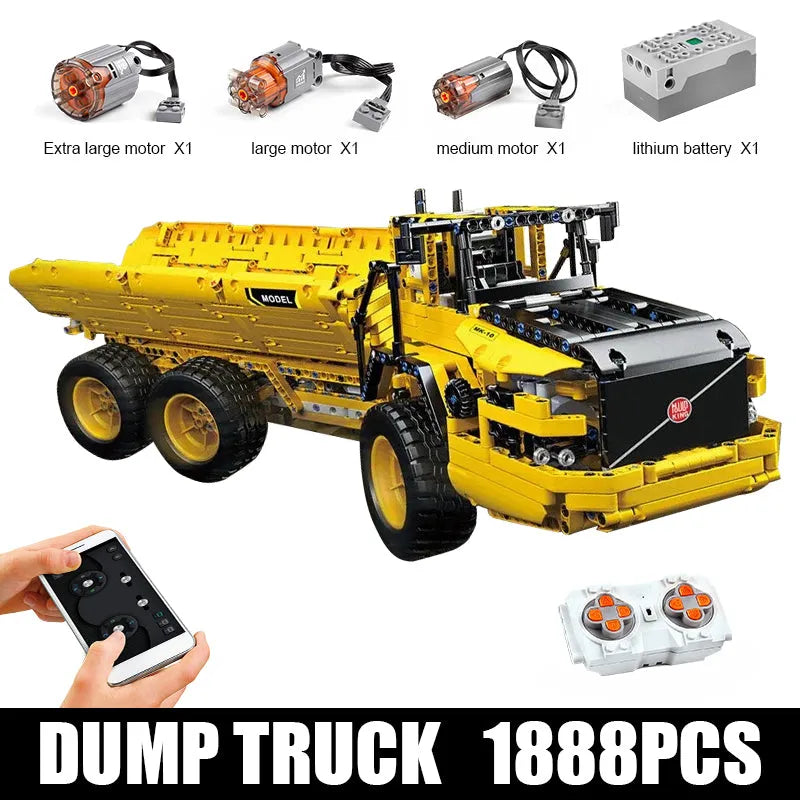 Building Blocks Tech MOC APP Motorized RC Custom Dump Truck Bricks Toy 17010 - 1