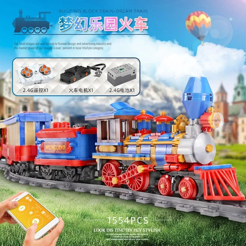 Building Blocks Tech MOC APP Motorized RC Dream Train Bricks Toy 12004 Construction Set Toys - 4