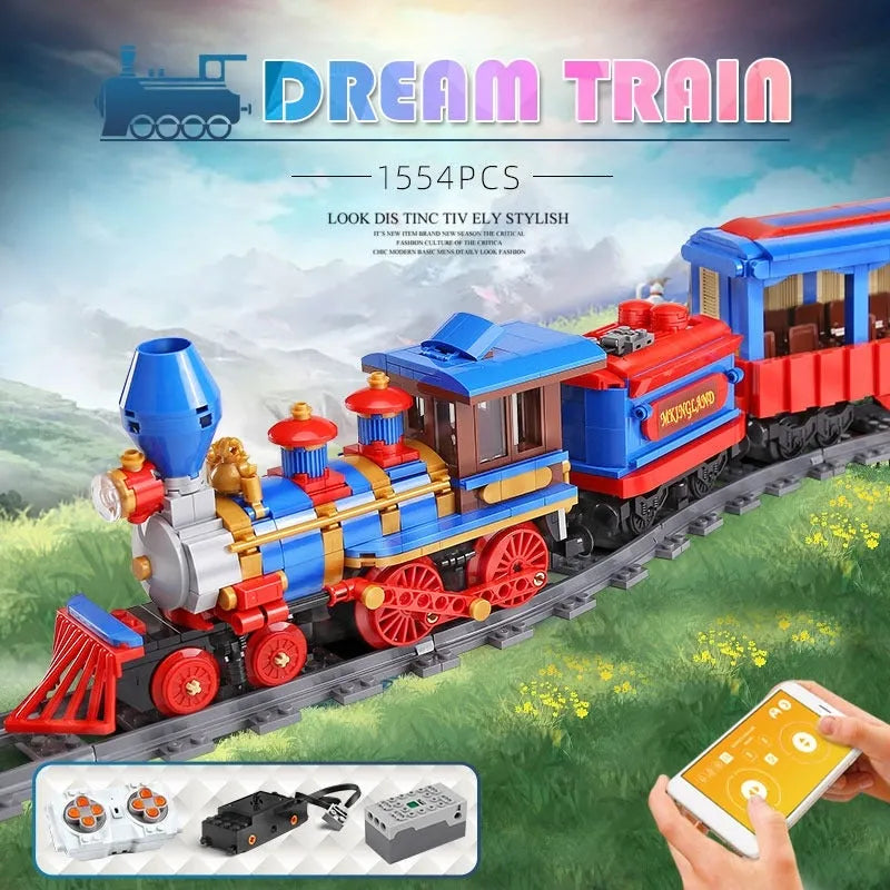Building Blocks Tech MOC APP Motorized RC Dream Train Bricks Toy 12004 Construction Set Toys - 5
