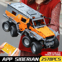 Thumbnail for Building Blocks Tech MOC APP Motorized Siberian Off-Road Truck Bricks Toys - 10