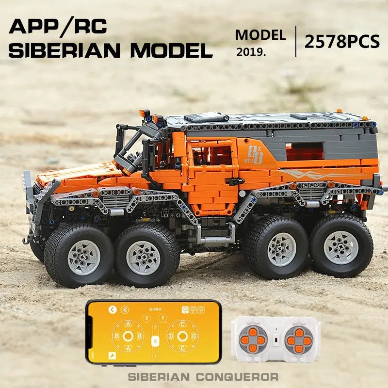 Building Blocks Tech MOC APP Motorized Siberian Off-Road Truck Bricks Toys Construction Set Toys - 9