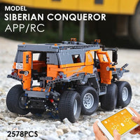 Thumbnail for Building Blocks Tech MOC APP Motorized Siberian Off-Road Truck Bricks Toys - 8