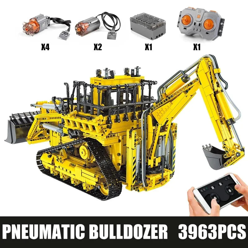 Building Blocks Tech MOC APP RC Pneumatic Bulldozer Bricks Toy 17023 Construction Set Toys - 5