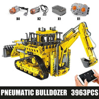Thumbnail for Building Blocks Tech MOC APP RC Pneumatic Bulldozer Bricks Toy 17023 - 5