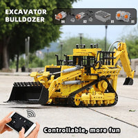 Thumbnail for Building Blocks Tech MOC APP RC Pneumatic Bulldozer Bricks Toy 17023 - 8