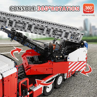 Thumbnail for Building Blocks Tech MOC APP RC Rescue Fire Engine Ladder Truck Bricks Toy 17022 - 4