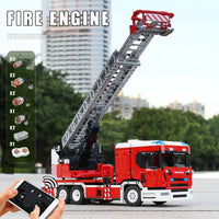 Thumbnail for Building Blocks Tech MOC APP RC Rescue Fire Engine Ladder Truck Bricks Toy 17022 Construction Set Toys - 10
