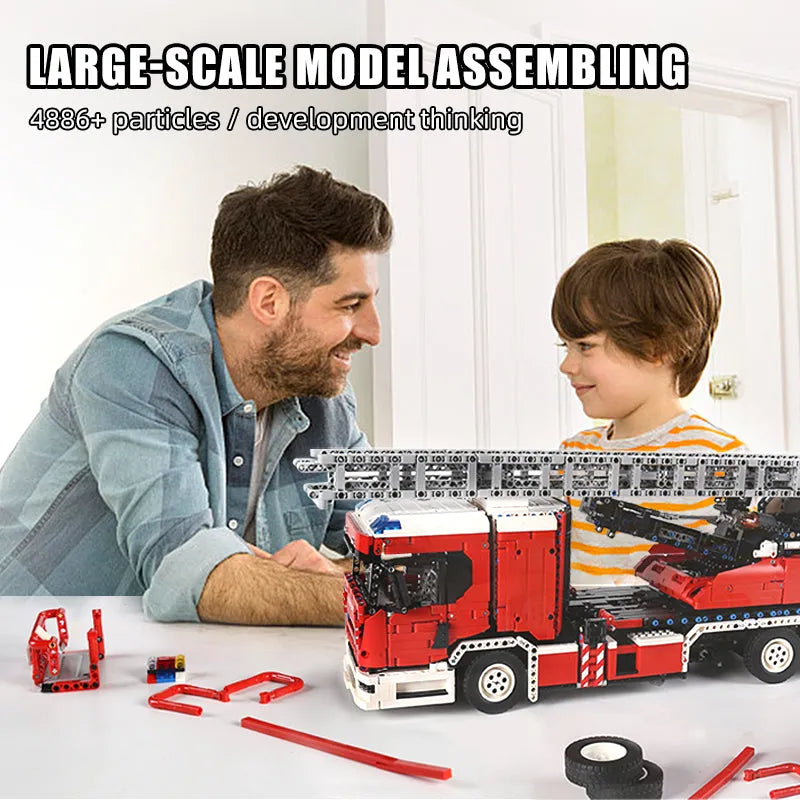 Building Blocks Tech MOC APP RC Rescue Fire Engine Ladder Truck Bricks Toy 17022 Construction Set Toys - 8