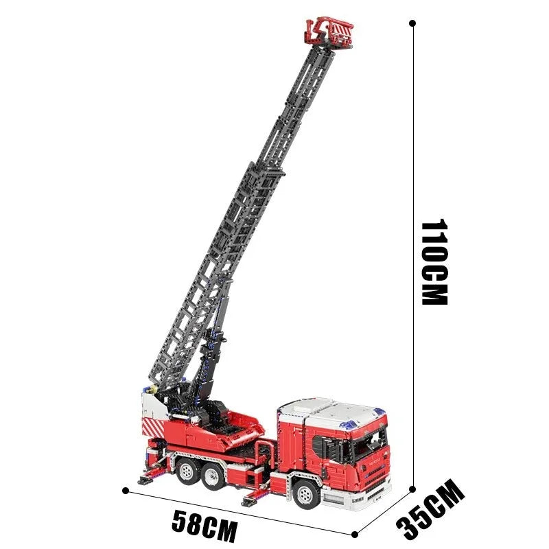 Building Blocks Tech MOC APP RC Rescue Fire Engine Ladder Truck Bricks Toy 17022 Construction Set Toys - 7