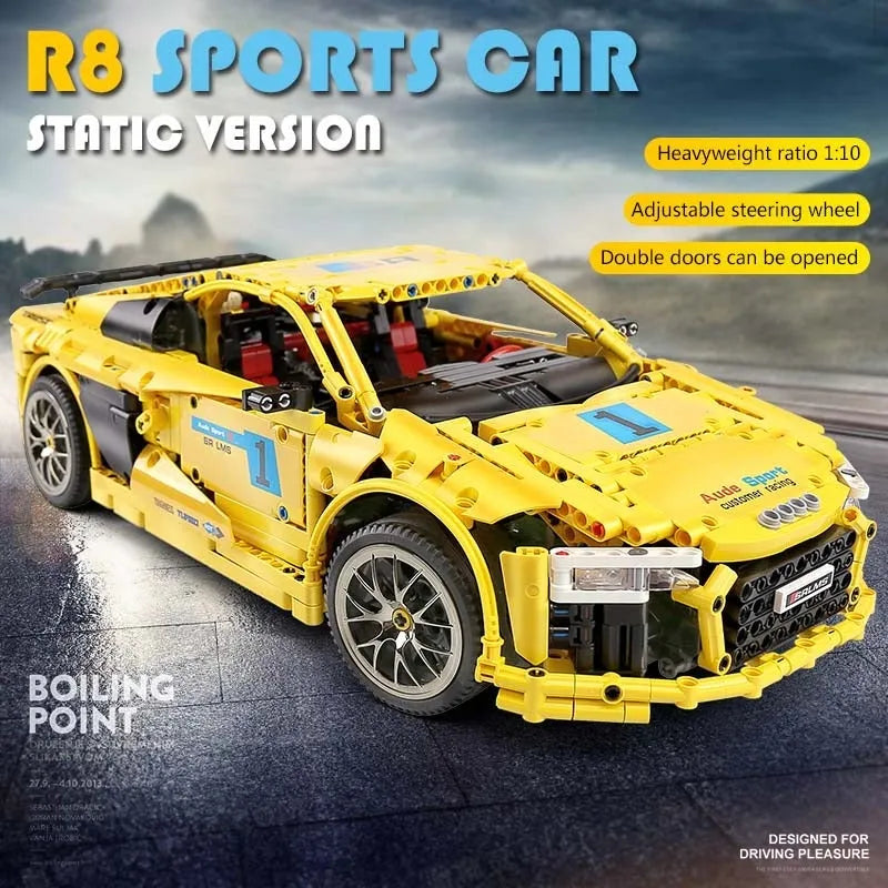 Building Blocks Tech MOC Audi R8 V10 Roadster Racing Car Bricks Toy 13127 - 3