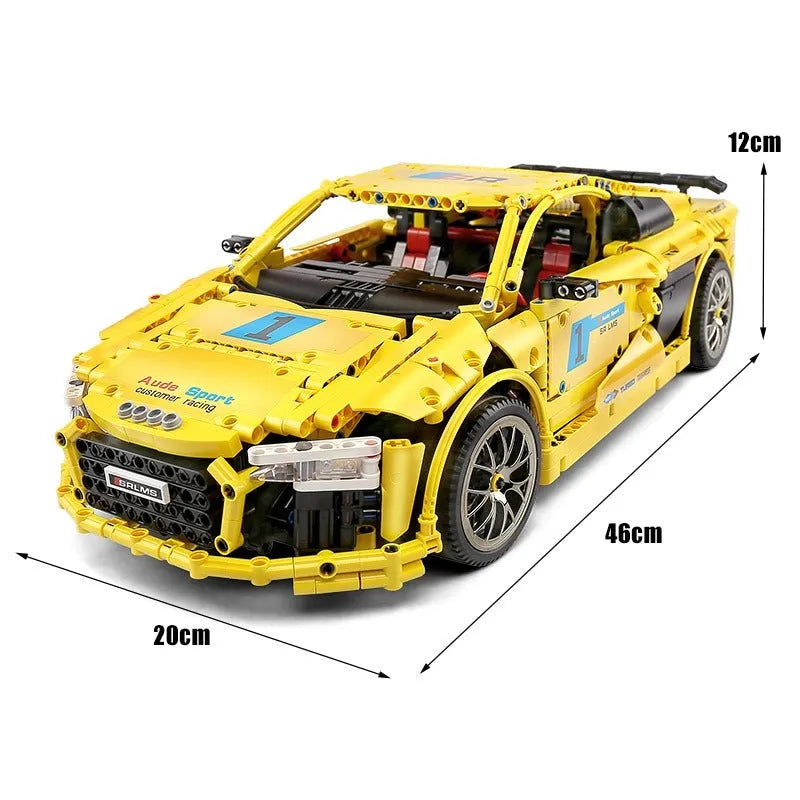 Building Blocks Tech MOC Audi R8 V10 Roadster Racing Car Bricks Toy 13127 - 4