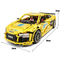 Thumbnail for Building Blocks Tech MOC Audi R8 V10 Roadster Racing Car Bricks Toy 13127 - 4