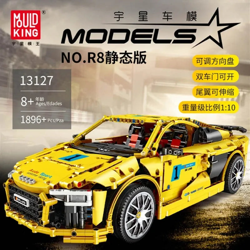 Building Blocks Tech MOC Audi R8 V10 Roadster Racing Car Bricks Toy 13127 - 10