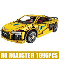 Thumbnail for Building Blocks Tech MOC Audi R8 V10 Roadster Racing Car Bricks Toy 13127 - 9