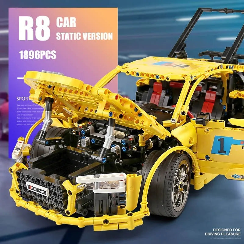 Building Blocks Tech MOC Audi R8 V10 Roadster Racing Car Bricks Toy 13127 - 8