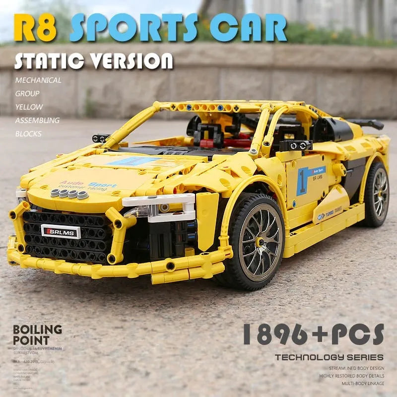 Building Blocks Tech MOC Audi R8 V10 Roadster Racing Car Bricks Toy 13127 - 7