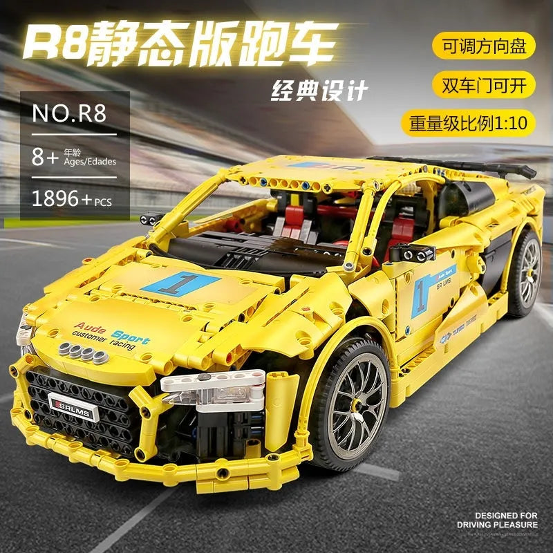 Building Blocks Tech MOC Audi R8 V10 Roadster Racing Car Bricks Toy 13127 - 2