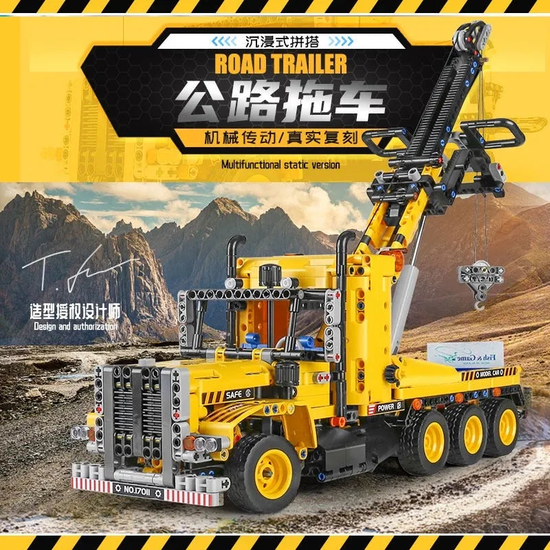 Building Blocks Tech MOC City Heavy Tow Rescue Truck Bricks Toys 17011 - 7