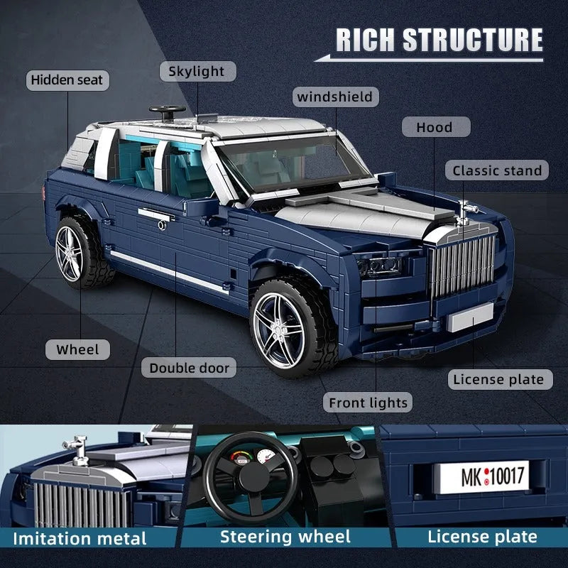 Building Blocks Tech MOC Classic Car RR Cullinan Bricks Toys Kids 10017 Construction Set Toys - 7