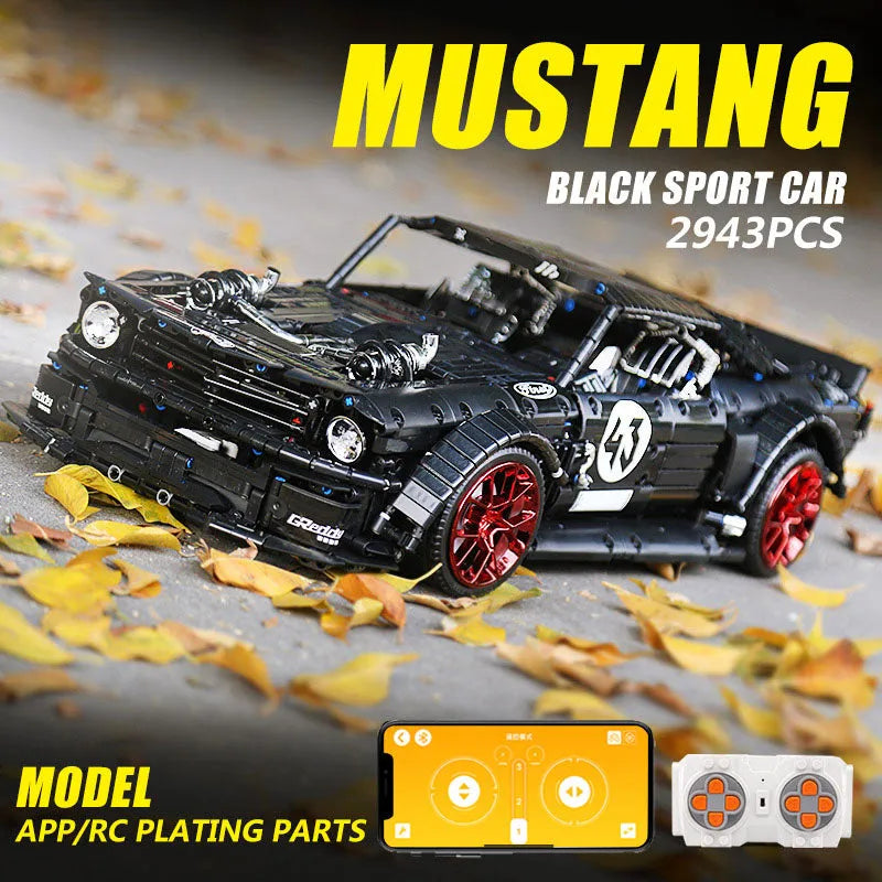 Building Blocks Tech MOC Classic Sports Car Mustang Hoonicorn V2 Bricks Toy 13108 Construction Set Toys - 2