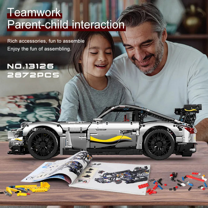 Building Blocks Tech MOC GTR AMG QUICKSILVER Racing Car Bricks Toy 13126 - 4