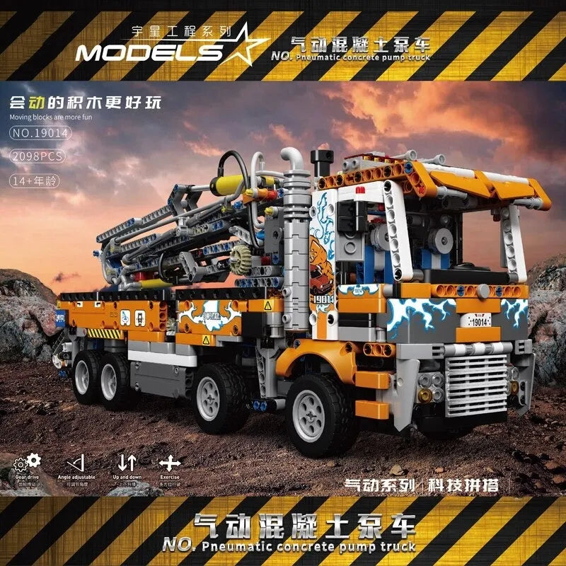 Building Blocks Tech MOC Heavy Pneumatic Concrete Pump Truck Bricks Toys - 3